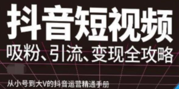 抖音视频号高级实操课程：从小号到大V的抖音运营精通手册（吸粉、引流、变现全攻略）-虚拟货源网