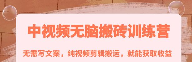 中视频搬砖玩法：纯视频剪辑搬运，无需写文案就能获取收益！-虚拟货源网